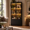 Vitrine Schwarz mit 2 Glastüren und 2 Türen, 80 x 40 x 170 Produktbild-Vorschau 1
