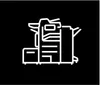 A white line drawing of a copier on a black background. Produktbild-Vorschau