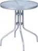 A silver outdoor bistro table with a glass top. Produktbild-Vorschau