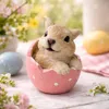 Osterdeko Hase im Ei aus Kunstharz – Dekofigur Rosa, 10 cm Produktbild-Vorschau 2