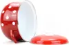 A red and white polka dot pot with its lid. Anteprima dell’immagine prodotto