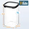 Vilde | Bocal en verre 1 L - Boîte de conservation carrée Voir les images du produit 4
