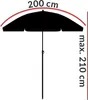 A diagram showing the dimensions of a black umbrella. Produktbild-Vorschau
