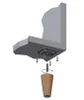 An illustration showing how to attach a wooden furniture leg to a base. Produktbild-Vorschau