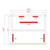 A technical drawing or schematic of an infrared cabin, showing dimensions and placement of components. Produktbild-Vorschau