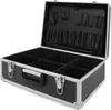 An open black and silver makeup or tool case with multiple compartments. Produktbild-Vorschau