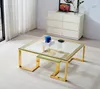 Couchtisch Beistelltisch aus gehärtetem Glas goldenen Produktbild-Vorschau 2