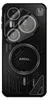 Back view of a black smartphone case with a camera lens cover. Produktbild-Vorschau