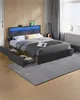 A modern bed with storage drawers and LED lighting in a bedroom setting. Náhled obrázku produktu