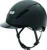 A black equestrian helmet with a visor and straps, shown against a white background. Produktbild-Vorschau