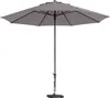 A gray patio umbrella with a black pole and base, isolated on a white background. Produktbild-Vorschau