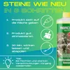 Instructions for using a stone cleaner product, with icons illustrating each step. Produktbild-Vorschau