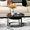 STILVORA Couchtisch 2er-Set rund, Satztisch schwarz, Produktbild-Vorschau 3