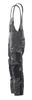 A side view of a pair of dark gray and black bib overalls. Produktbild-Vorschau