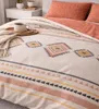 Baumwolle Bettwäsche 4-teilig Set 155x200 cm Beige Muster Produktbild-Vorschau 2