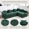 A sectional sofa in a living room setting, with close-up insets highlighting features. Produktbild-Vorschau