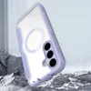 A phone case with a magnetic ring is shown at an angle, appearing to be falling onto a rocky surface. Produktbild-Vorschau