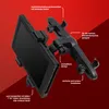 A black tablet holder attached to a car headrest mount, with a Nintendo Switch device inserted. Produktbild-Vorschau
