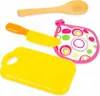 A collection of toy kitchen utensils including a cutting board, knife, pot holder, and spoon, arranged on a white background. Náhled obrázku produktu