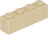 A single tan LEGO brick with four studs on top, isolated on a white background. Anteprima dell’immagine prodotto