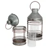 Zink Laternen 2er Set mit Glas Windlicht im Industrie-Look Produktbild-Vorschau 2