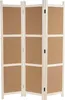 A three-panel room divider with a corkboard surface and a light wood frame, presented against a white background. Produktbild-Vorschau