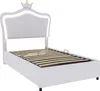 A white bed frame with a crown-shaped headboard and LED lighting. Náhled obrázku produktu