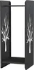 A black metal firewood rack with a tree silhouette design. Voir les images du produit