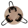 The underside of a wooden stool with three black folding legs attached. Produktbild-Vorschau
