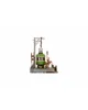 A miniature model of a train station with a green train. Produktbild-Vorschau