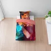 A top-down view of a twin-sized bed with bedding featuring a printed image of Taylor Swift. Podgląd zdjęcia produktu