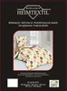 A product image showcasing a duvet cover and pillowcase set with a circular pattern, presented on a dark background with brand and product information. Produktbild-Vorschau