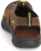 A close-up, rear view of a brown KEEN sandal. Produktbild-Vorschau