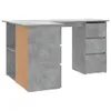 A corner desk with a concrete gray finish and a light brown accent panel. Podgląd zdjęcia produktu