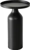 A black side table with a round top and a cylindrical base, presented on a white background. Produktbild-Vorschau