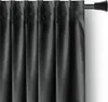 A close-up view of a dark gray velvet curtain hanging from a curtain rod. Produktbild-Vorschau