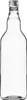A clear studio shot of an empty glass bottle with a silver screw-on cap. Produktbild-Vorschau