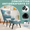 Fauteuil Patchwork Scandinave avec Repose-Pieds Support Voir les images du produit 5