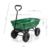 A green garden cart with dimensions indicated by lines and text. Podgląd zdjęcia produktu