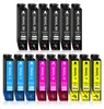 A collection of printer ink cartridges arranged in rows. Produktbild-Vorschau