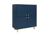 A navy blue cabinet with gold handles and legs, shown against a white background. Podgląd zdjęcia produktu
