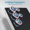 Close-up of multiple camera lens protectors with decorative rings on a smartphone screen. Produktbild-Vorschau