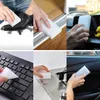 Collage of images showing a white cleaning sponge being used to clean various items. Produktbild-Vorschau
