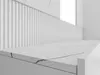 A close-up, low-angle view of a white marble-patterned shelf or countertop with a fluted wall panel behind it. Náhled obrázku produktu