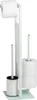 A white toilet brush and toilet paper holder stand. Podgląd zdjęcia produktu