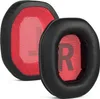 Two black ear pads with red inner lining, one labeled 'L' and the other 'R'. Podgląd zdjęcia produktu