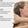 A person applying shampoo to their hair, with numbered instructions on the left. Produktbild-Vorschau