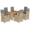 vidaXL 7-tlg. Garten-Essgruppe mit Kissen Beige Poly Rattan Produktbild-Vorschau 1