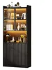 Vitrinekast, 80 x 35 x 200 cm, met 4 schuifdeuren met 2 Productafbeelding-voorbeeld 8