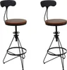Two industrial-style bar stools with black metal frames and brown wooden seats are shown against a white background. Podgląd zdjęcia produktu